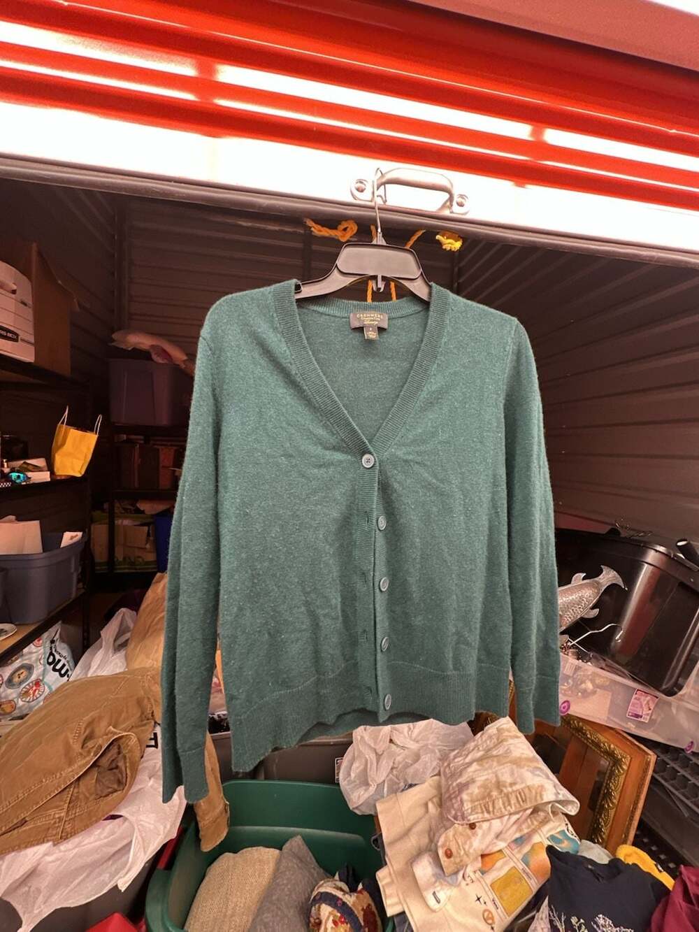 Cashmere Charter Club Luxury Green 100% Cashmere V-Neck Button Cardigan Sweater